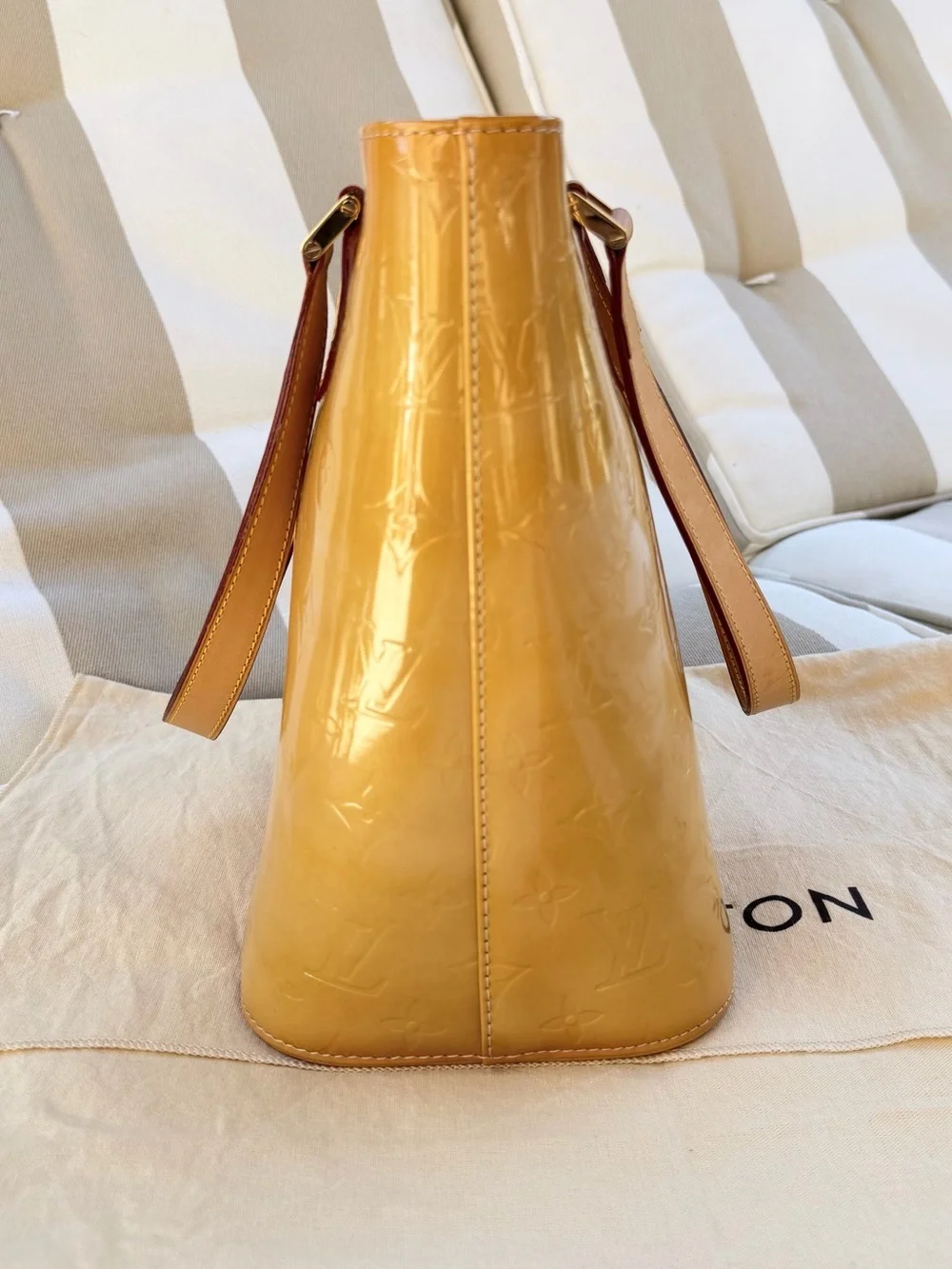 Louis Vuitton Vernis Houston Tote Bag Monogram Vernis Yellow Patent Leather